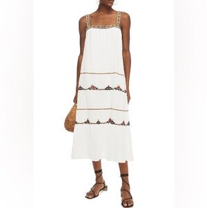 Velvet by Graham & Spencer White Embroidered Midi Dress